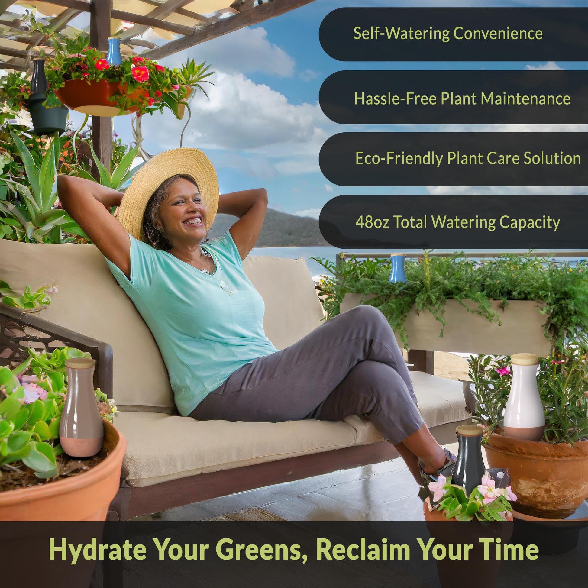 Smarti Living Self-Watering System providing hassle-free plant maintenance with eco-friendly watering for outdoor and indoor plants.