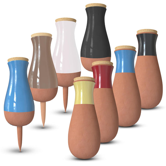 Terracotta Self Watering Planter Insert Kit,4 plant Watering Globes & 4 Colorful Drip Stakes, Plant Watering Devices Combo that Keep your Plants Healthy & Hydrated(Black, Red, Blue, Yellow, White)
