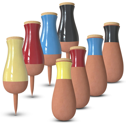 Terracotta Self Watering Planter Insert Kit,4 Plant Watering Globes & 4 Colorful Drip Stakes, Plant Watering Devices Combo that Keep your Plants Healthy & Hydrated(Black, Red, Blue, Yellow, White)